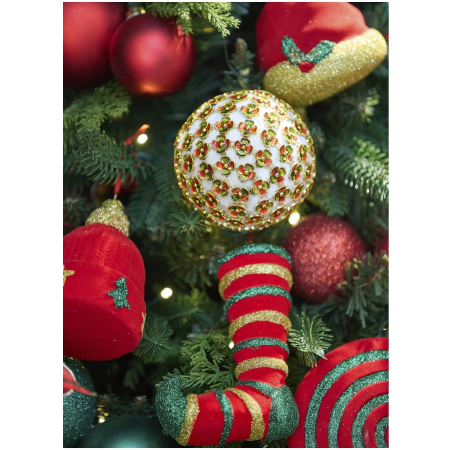Set 3 globuri brad Craciun cu flori decorative, 10 cm, multicolor - BraziPremium By OLLMA [5]
