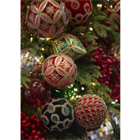 Set 3 globuri brad Craciun cu flori decorative, 10 cm, multicolor - BraziPremium By OLLMA [4]