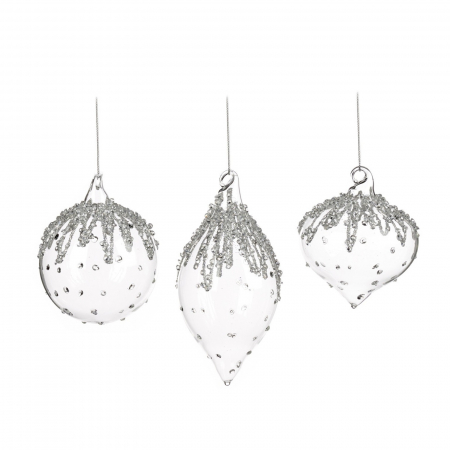 Frozen In Time - Set 3 globuri brad Craciun Winter Dream, 8 cm, transparent - BraziPremium.ro