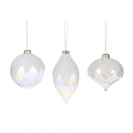 Frozen In Time - Set 3 globuri brad Craciun Winter Magic, 8 cm, transparent - BraziPremium.ro