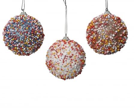 Candy Christmas - Set 3 globuri brad de craciun, Candy, 8 cm - BraziPremium.ro