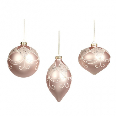 Globuri - Set 3 globuri brad Luxury Christmas, sticla, 10 cm