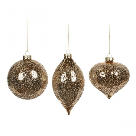 Globuri - Set 3 globuri brad Champagne Crush, sticla, 8 cm