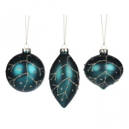 Forest Tale - Set 3 globuri brad Twigs Ball, sticla, 8 cm