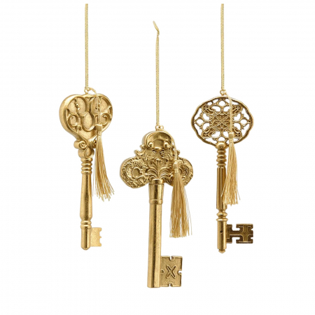 ORNAMENTE BRAD - Set 3 ornamente brad Cheia Fermecata, 19 cm, auriu - BraziPremium.ro