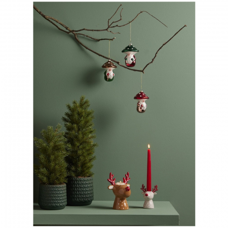 Set 3 ornamente brad model Ciuperca si Mos Craciun, 12 cm, multicolor - BraziPremium.ro [2]