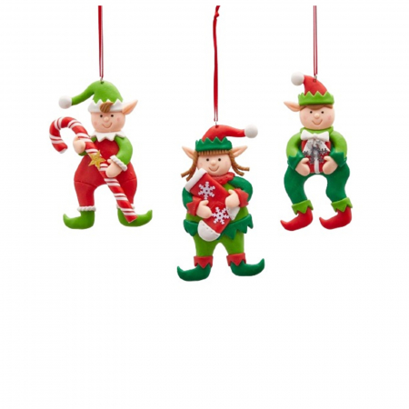 Set 3 ornamente brad Elf, 12 cm, rasina, multicolor - BraziPremium.ro