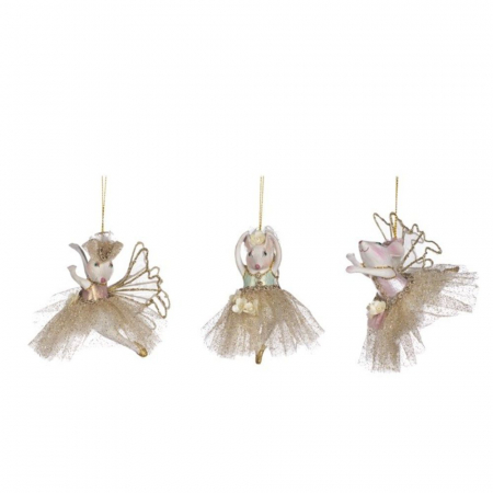 Figurine si decoratiuni pentru brad - Set 3 ornamente brad soricei Baby Bettina Fairy, rasina, 9 cm