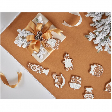 Set 8 ornamente brad model turta dulce, 12 cm, maro - BraziPremium.ro [4]