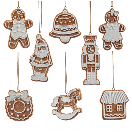 Candy Christmas - Set 8 ornamente brad model turta dulce, 12 cm, maro - BraziPremium.ro