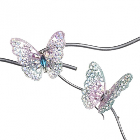 ORNAMENTE BRAD - Set 2 ornamente brad fluture cu pietre, 9 cm