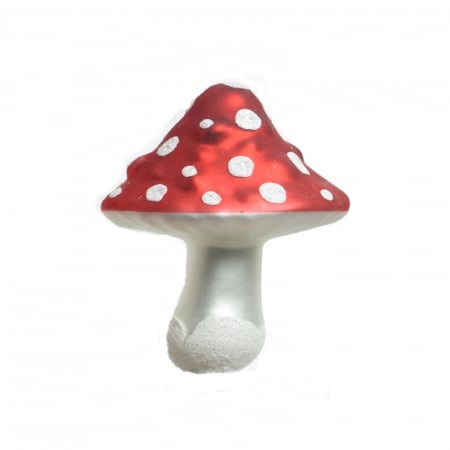 Forest Tale - Set 3 ornamente de brad ciupercute cu clips, 9 cm, sticla, rosu - BraziPremium.ro