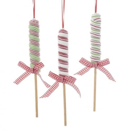 Candy Christmas - Set 3 ornamente model acadea, 22 cm, Clay Dough, multicolor - BraziPremium.ro