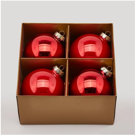 Set 4 globuri brad Christmas Dream, 10 cm, rosu - BraziPremium By OLLMA [1]