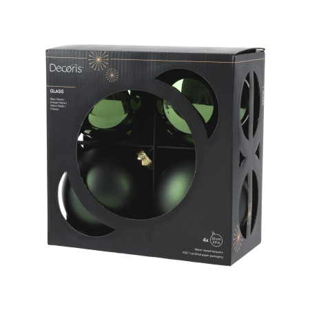 Set 4 globuri brad Craciun cu aspect stralucitor si mat, 10 cm, verde - BraziPremium By OLLMA [1]