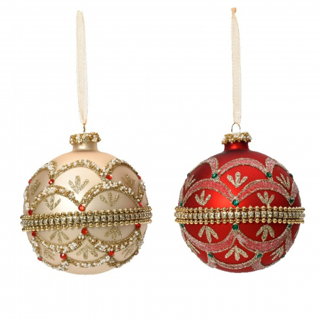 Globuri - Set 4 globuri brad Craciun Royal Elegance, 10 cm, multicolor - BraziPremium.ro