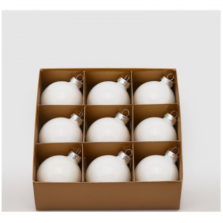 Set 9 globuri brad Christmas Dream, 6 cm, alb - BraziPremium.ro [1]