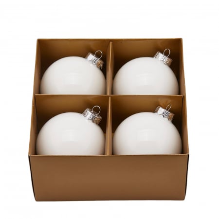 Set 4 globuri brad Christmas Dream, 10 cm, alb - BraziPremium.ro [0]