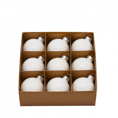 Candy Christmas - Set 9 globuri brad Christmas Dream, 6 cm, alb - BraziPremium.ro