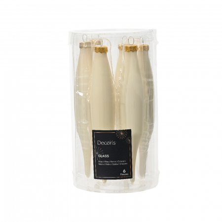 Set 6 globuri brad model turture cu aspect mat, 3x15 cm, alb - BraziPremium.ro [1]