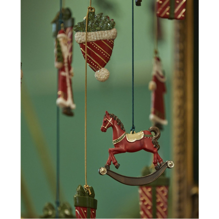 Set 4 ornamente brad Christmas Time, 10 cm, rosu - BraziPremium By OLLMA [2]