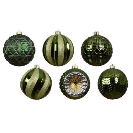 Set 6 globuri brad Craciun Classic Green, 15 cm, verde - BraziPremium By OLLMA