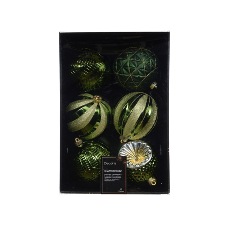 Set 6 globuri brad Craciun Classic Green, 15 cm, verde - BraziPremium By OLLMA [1]