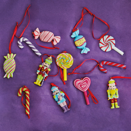 Set 3 ornamente brad Acadea, 6 cm, rasina, multicolor - BraziPremium.ro [1]