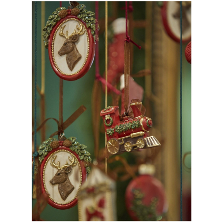 Set 6 ornamente brad Christmas Memories, 9 cm, rosu - BraziPremium By OLLMA [8]
