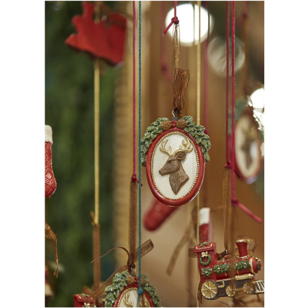 Set 6 ornamente brad Christmas Memories, 9 cm, rosu - BraziPremium By OLLMA [6]