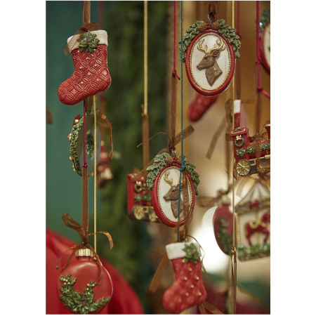 Set 6 ornamente brad Christmas Memories, 9 cm, rosu - BraziPremium By OLLMA [4]