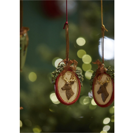 Set 6 ornamente brad Christmas Memories, 9 cm, rosu - BraziPremium By OLLMA [2]