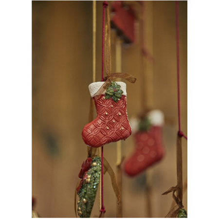 Set 6 ornamente brad Christmas Memories, 9 cm, rosu - BraziPremium By OLLMA [5]