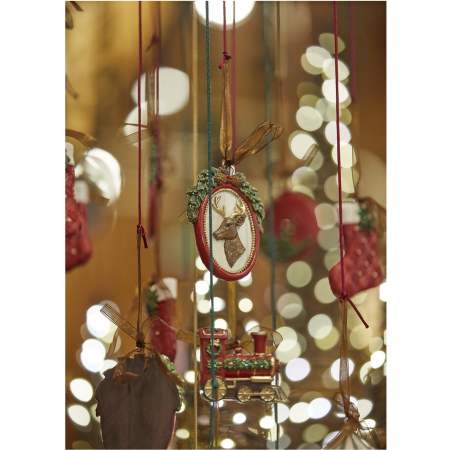 Set 6 ornamente brad Christmas Memories, 9 cm, rosu - BraziPremium By OLLMA [7]