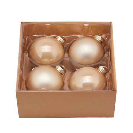 COLECTII CRACIUN 2025 - Set 4 globuri brad Christmas Dream 10 cm, somon - BraziPremium.ro