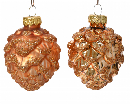 Forest Tale - Set 6 globuri con de brad Craciun, 7 cm, Cupru - BraziPremium.ro