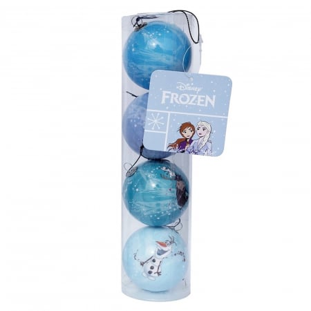 Disney Magic Christmas - Set mix 4 globuri Craciun Elsa, Anna si Olaf, Frozen, 6 cm, albastru - BraziPremium.ro
