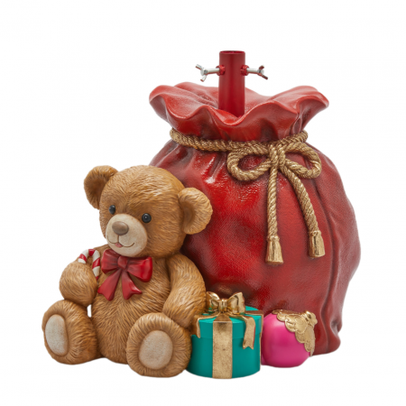 Classic Romance - Suport pentru brad model Sac Mos Craciun, 44x45x38 cm, rosu - BraziPremium.ro