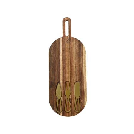 Classic Romance - Tocator din lemn cu accesorii pentru branzeturi, 45x17x1.5 cm, maro - BraziPremium By OLLMA