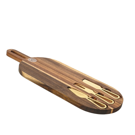 Tocator din lemn cu accesorii pentru branzeturi, 45x17x1.5 cm, maro - BraziPremium By OLLMA [1]