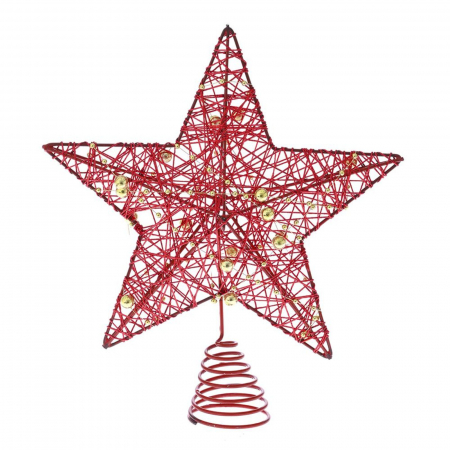 Varf de brad - Cumpara Varf de brad Craciun Stea Glitter, 20 x 21 cm, rosu - BraziPremium.ro