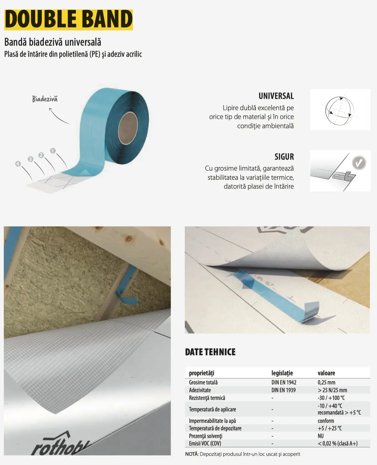 Bandă Dublu Adezivă Fixare Bariere Vapori DOUBLE BAND 40mm x 50m [6]
