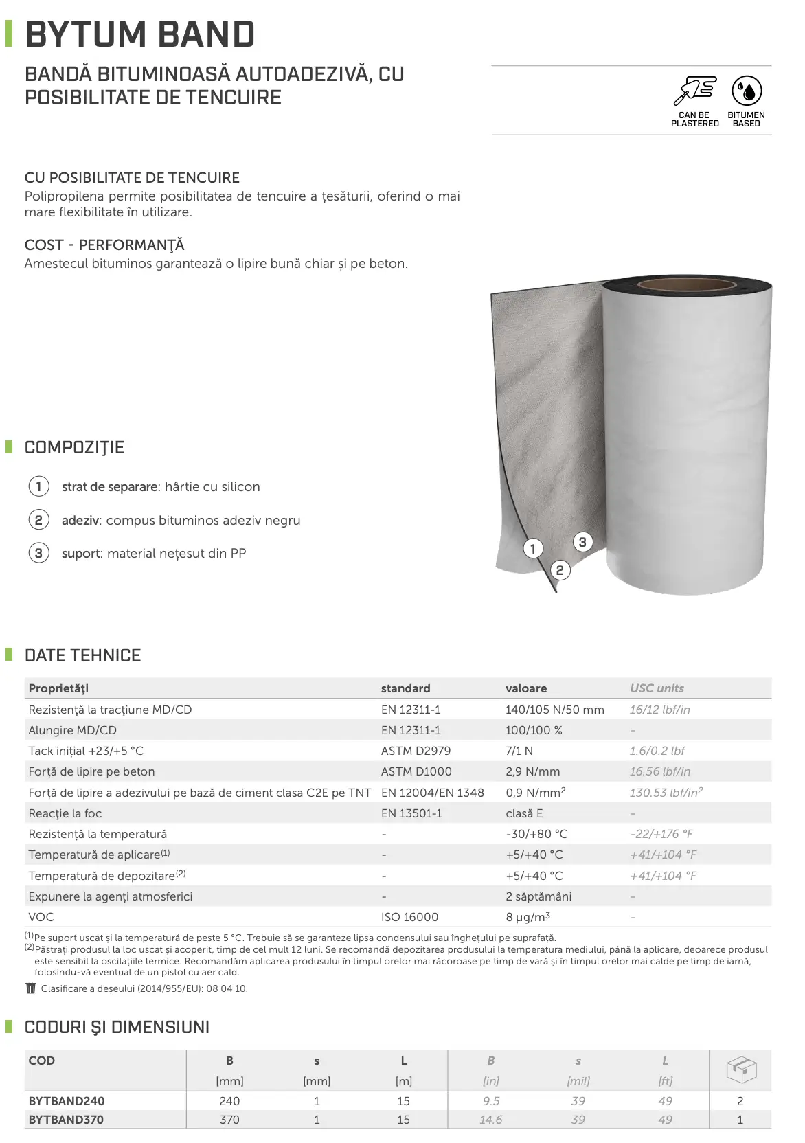 Bandă Etanșare Bituminoasă Tencuibilă BYTUM BAND 240mm 15m [2]