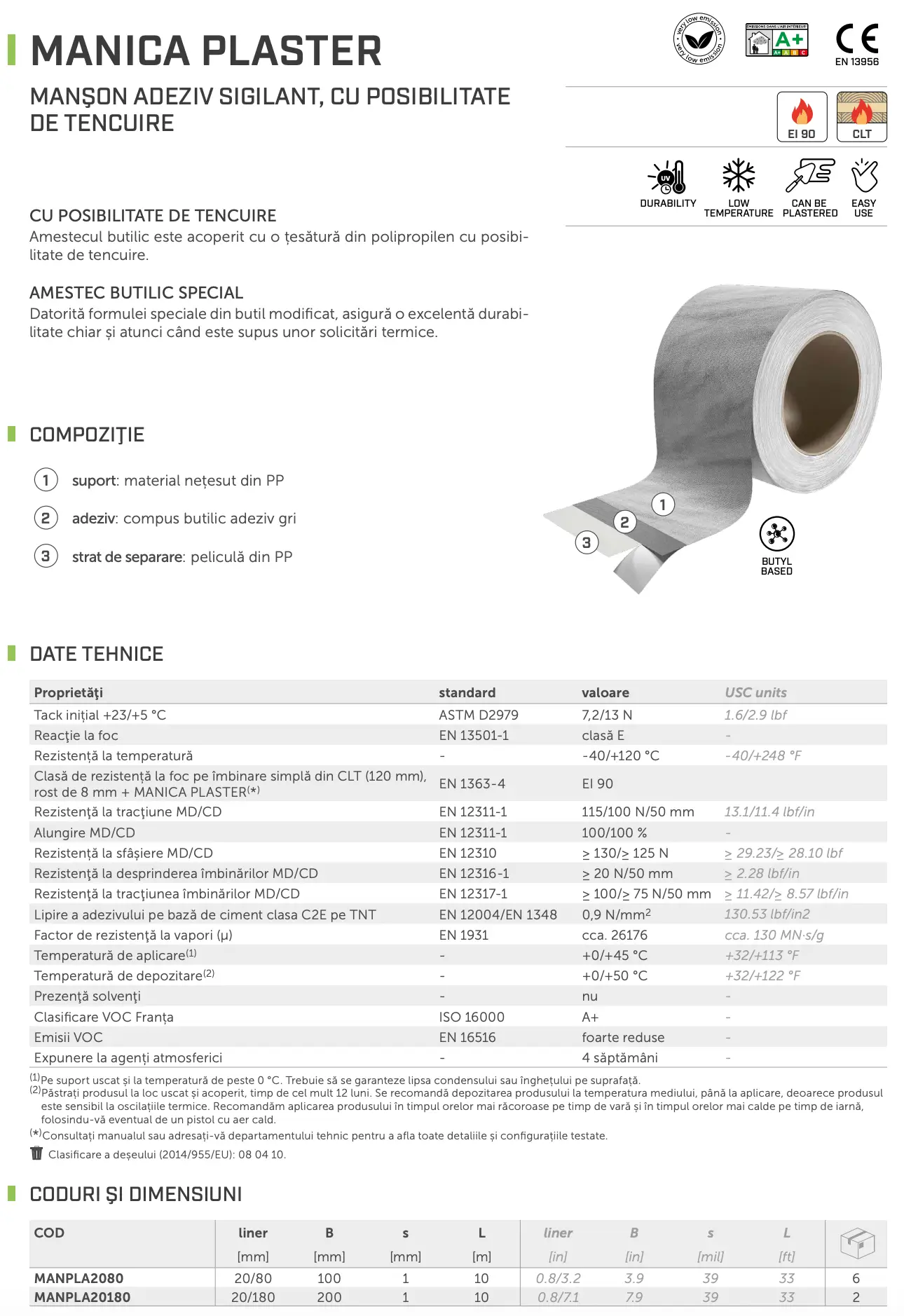 Bandă Etanșare Butilică Tencuibilă MANICA PLASTER 20/180 10m [2]