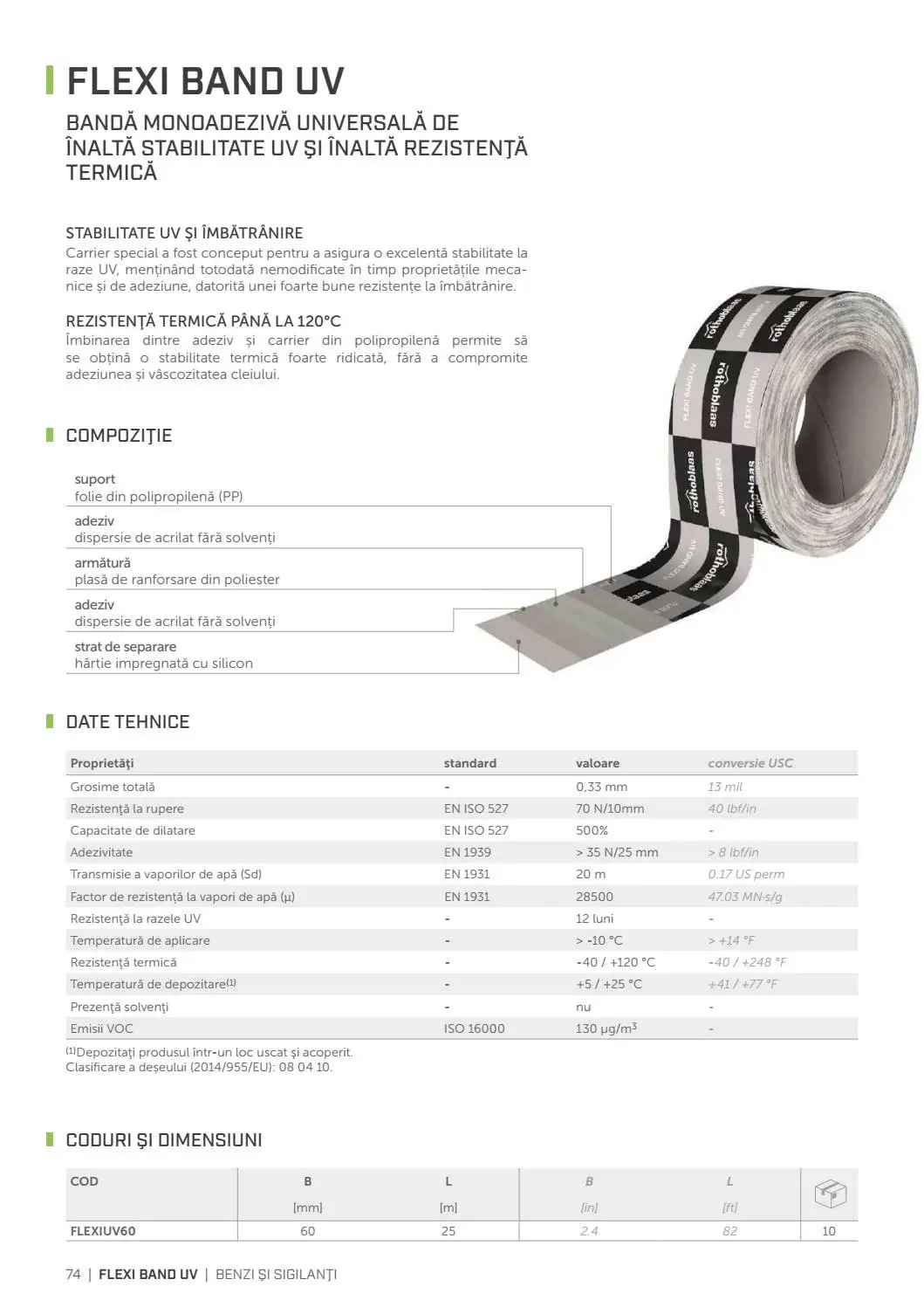 Bandă Etanșare FLEXI BAND UV 60mm x 25m [5]