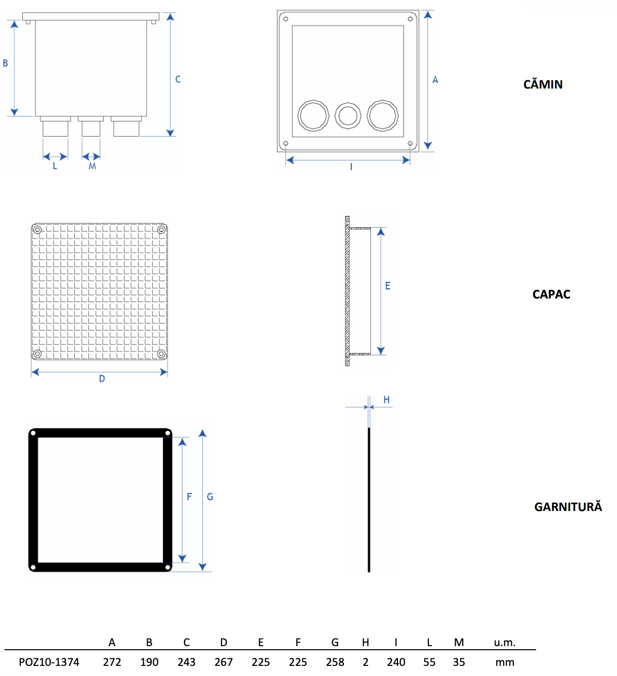 Cămin Ermetic Pentru Cabluri Electrice 25 x 25cm [2]