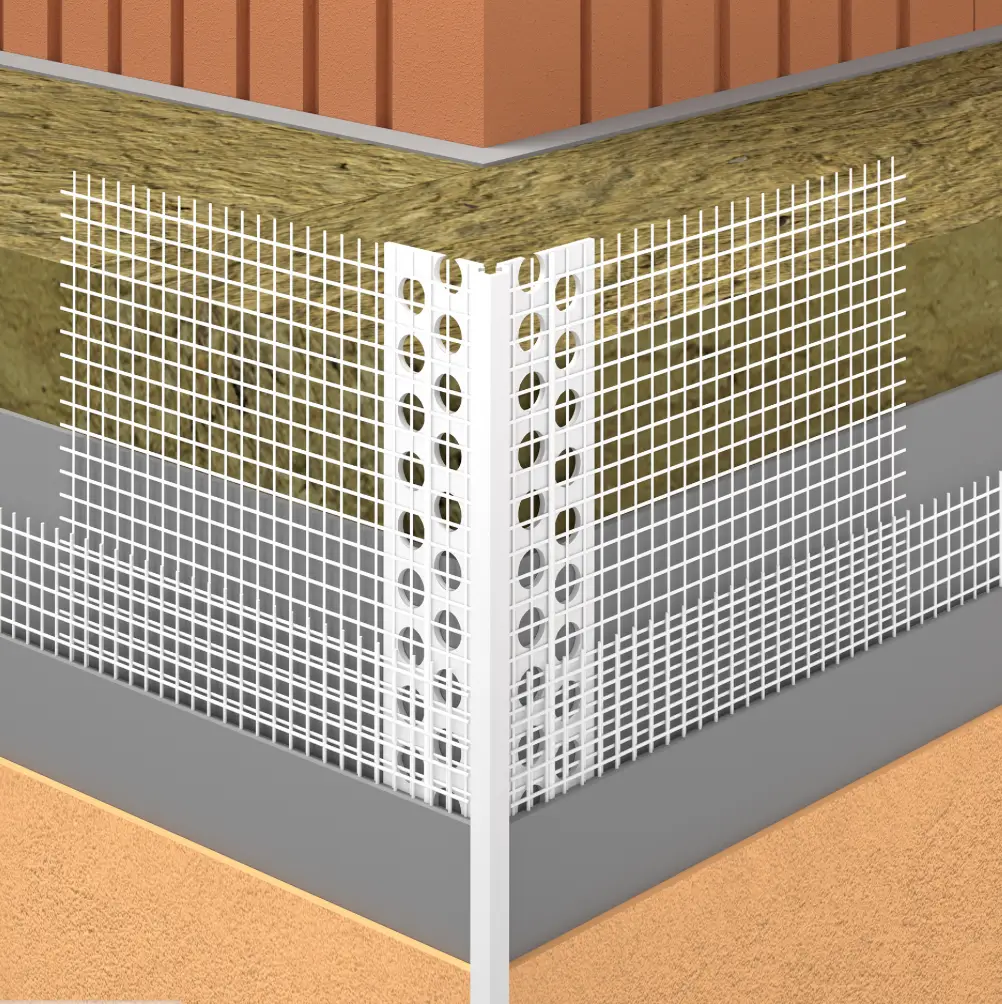 Colțar PVC Cu Muchie Vizibilă PGewebeEckwinkel 100x100mm 2.5m [2]