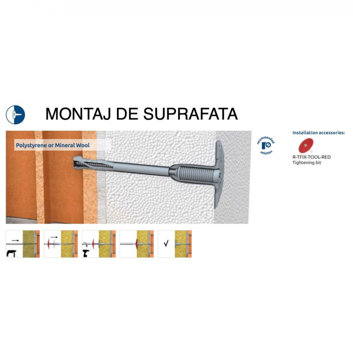 Diblu Surub pentru Fixari Termoizolatii in Beton, Caramida, BCA R-TFIX-8S [5]