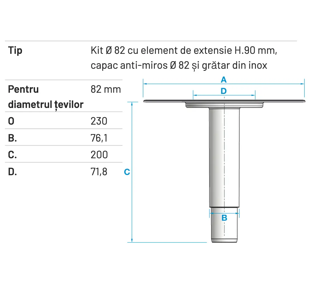 Kit Sifon Vertical pentru Scurgeri de Pardoseală Diametru 82mm [2]