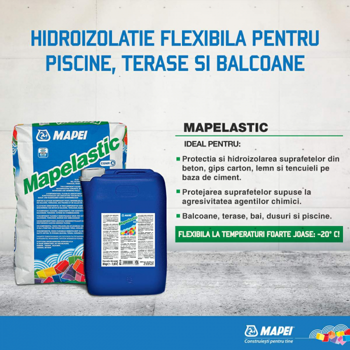Hidroizolatie Flexibila pentru Terase, Balcoane, Bai, Mapelastic [2]